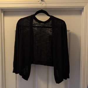 Torrid Black Cardigan Sweater with Open Front and 3/4 Sleeves